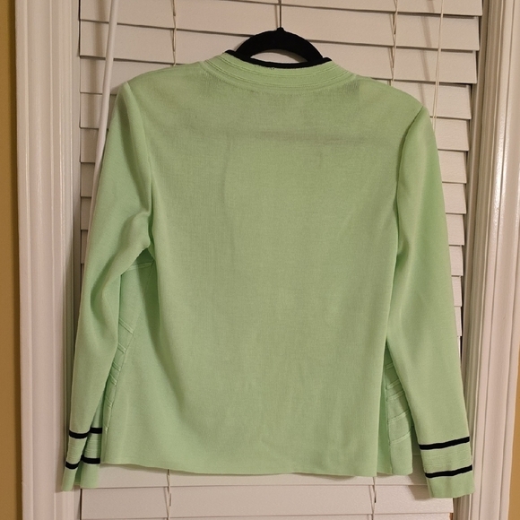 Ming Wang Green and Black Blazer with Stand-Up Collar - Picture 5 of 12